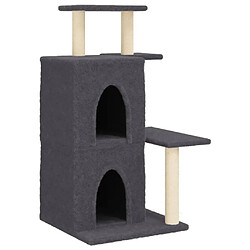 Helloshop26 Arbre à chat meuble tour grimper jouet grattage grattoir escalade plateforme avec griffoirs en sisal foncé 97 cm gris 02_0022723