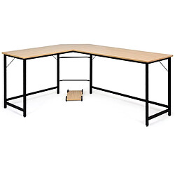 Helloshop26 Bureau/table d'ordinateur d'angle en bois et métal 168 x 125 x 74 cm couleur de bois 20_0000346