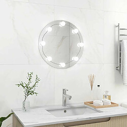 Avis Maison Chic Miroir mural avec lampes LED | Miroir Décoration pour Maison Salle de Bain Rond Verre -GKD43854