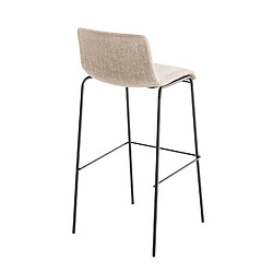 Acheter Decoshop26 Tabouret de bar x1 design moderne empilable assise en tissu crème et 4 pieds métal noir 10_0004954