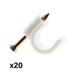 Lot de 20 crochets fixation Ø7mm - blanc - Zenitech