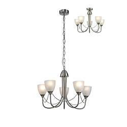 Luminaire Center Suspension Cooper Nickel satiné 5 ampoules 41cm