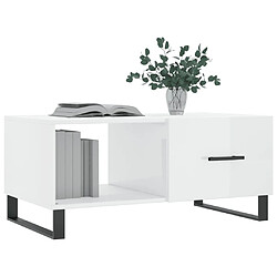 Avis Maison Chic Table basse,Table Console Table d'appoint, Table pour salon Blanc brillant 90x50x40 cm Bois d'ingénierie -MN95122