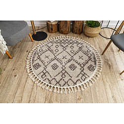 RUGSX Tapis BERBER TANGER B5940 cercle crème et marron Franges berbère marocain shaggy cercle 120 cm pas cher