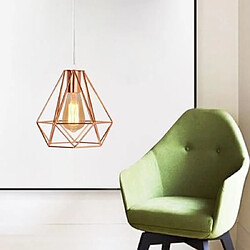 Stoex Lustre Suspension Industrielle Cage forme Diamant 3 Luminaire , E27 Or rose