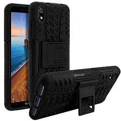 Avizar Coque Xiaomi Redmi 7A Bi matière Rigide et Silicone Béquille Support Noir