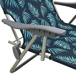 Helloshop26 Transat chaise longue bain de soleil lit de jardin terrasse meuble d'extérieur avec auvent acier motif de feuilles 02_0012266 pas cher