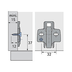 Fp Plaque de montage en croix, acier nickelé, D : 5,0 mm HETTICH