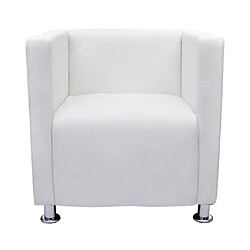 Maison Chic Fauteuil relax,Chair cube Blanc Similicuir -MN82355