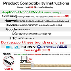 Wewoo Câble de charge magnétique coude à 90 degrés USB avec USB à USB-C / type Cmax. 1 Aavec indicateur LED Or pas cher