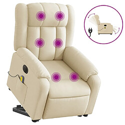 vidaXL Fauteuil inclinable de massage électrique Crème Tissu