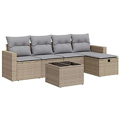 vidaXL Salon de jardin avec coussins 6 pcs beige résine tressée