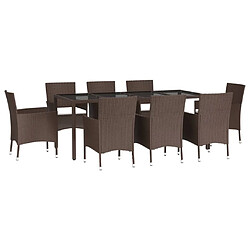 Avis Ensemble salle à manger de jardin 9 pcs,Ensemble à dîner d'extérieur marron poly rotin -MN33874