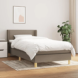 vidaXL Sommier à lattes de lit avec matelas Taupe 100x200 cm Tissu