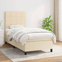 Maison Chic Lit adulte- Lit + matelas,Sommier à lattes de lit et matelas Crème 90x190 cm Tissu -GKD89231