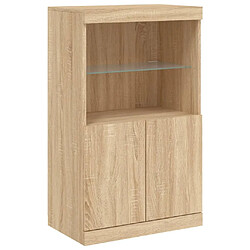 Avis Maison Chic Commode Buffet - Meuble de rangement avec lumières LED chêne sonoma 60,5x37x100 cm -GKD17009