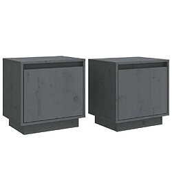 Maison Chic Lot de 2 Tables de chevet - Tables de Nuit Gris 40x30x40 cm Bois de pin solide