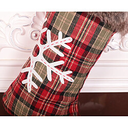 C329 Christmas Red Lattice Snowflake Chaussettes Sac-cadeau Sac De Noel Cheminée Pendentif Sac de Noël Sac de bonbons pour la fête de Noël