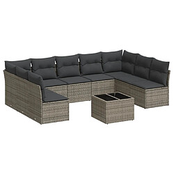 Maison Chic Salon de jardin avec coussins 10 pcs | Ensemble de Table et chaises | Mobilier d'Extérieur gris résine tressée -GKD79146