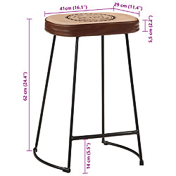 vidaXL Tabourets de bar lot de 2 marron foncé 41x29x62 cm pas cher