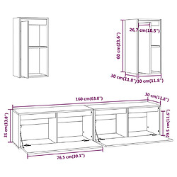 vidaXL Meubles TV 4 pcs Noir Bois massif de pin pas cher