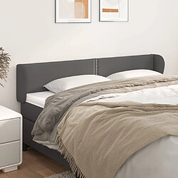 Maison Chic Tête de lit moderne avec oreilles pour chambre - Décoration de lit Gris 203x23x78/88 cm Similicuir -MN10435