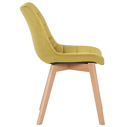 Avis Decoshop26 Chaise de salle à manger x1 rembourrage généreux en velours jaune piètement en bois 10_0002082