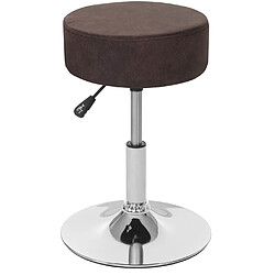 Avis Decoshop26 Tabouret réglable en hauteur Ø 35cm imitation daim marron foncé vintage 04_0005330