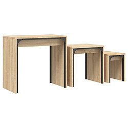 Maison Chic Lot de 3 Tables basses gigognes pour salon | Table à café chêne sonoma bois d'ingénierie -GKD69028