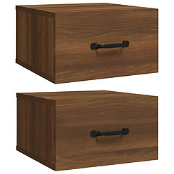 Maison Chic Lot de 2 Tables de Chevet murales - Tables de Nuit Chêne marron 35x35x20 cm