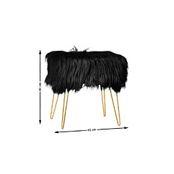 Ac-Deco Tabouret en fourrure et métal - 40 x 45 cm - Noir