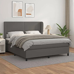 Maison Chic Lit Adulte - Lit simple Lit à sommier tapissier avec matelas moelleux - Meuble de Chambre - Gris 180x200 cm Similicuir -MN99834