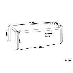 Avis Beliani Table de salle à manger en acier inox / plateau blanc 180 x 90 cm ARCTIC I