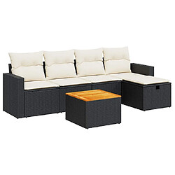 vidaXL Salon de jardin 6 pcs avec coussins noir résine tressée