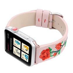 Avis Wewoo Bande de montre-bracelet en cuir véritable brodé avec boucle en acier inoxydable pour Apple Watch série 3 & 2 & 1 38mm rose