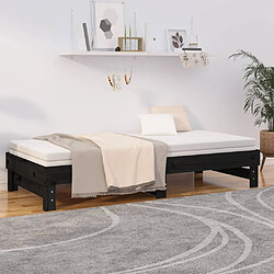 Avis vidaXL Lit coulissant sans matelas noir 2x(90x200) cm