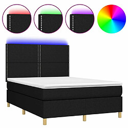 Sommier à lattes,Cadre à lattes de lit et matelas et LED pour Adulte Noir 140x200 cm Tissu -MN92287