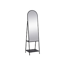 Vente-Unique Miroir sur pied avec 2 étagères - Métal - L.46 x P. 41 x H. 172 cm - Noir - LIVIO