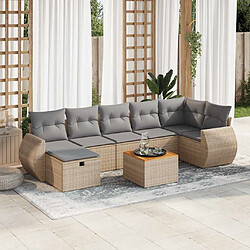 vidaXL Salon de jardin avec coussins 8 pcs beige résine tressée