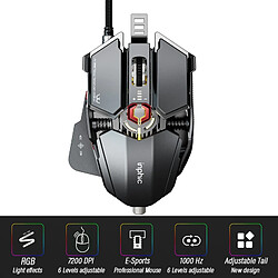 Universal Souris de jeu ergonomique, souris d'ordinateur, console de jeu, câble d'ordinateur portable, câble USB, souris de queue réglable en optique, souris professionnelle, gamer, 7200