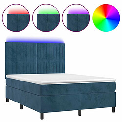 Sommier à lattes LED,Cadre à lattes de lit avec matelas pour Adulte Bleu foncé 140x190 cm -MN15246