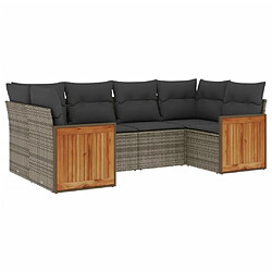 Maison Chic Salon de jardin 6 pcs avec coussins | Ensemble de Table et chaises | Mobilier d'Extérieur gris résine tressée -GKD98356