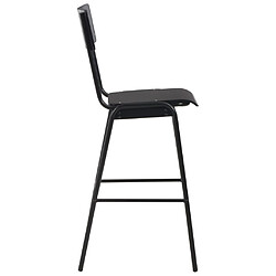 Helloshop26 Lot de deux tabourets de bar design chaise siège noir contreplaqué solide et acier 1202125