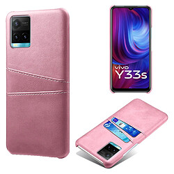 Coque en TPU + PU anti-chocs avec porte-cartes, or rose pour votre Vivo Y21/Vivo Y21s/Vivo Y33s