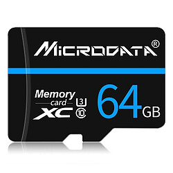 Wewoo Carte Micro SD mémoire MICRODATA 64 Go U3 Blue Line et Black TF SD