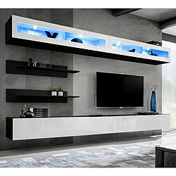 Paris Prix Meuble TV Mural Design Fly VII 320cm Blanc & Noir