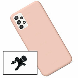 PHONECARE Support Magnétique Renforcé de Voiture + Coque en Silicone Liquide pour Samsung Galaxy A52 - Rose