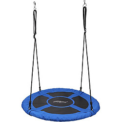 Helloshop26 Balançoire nid d'oiseau ronde à suspendre robuste charge max 300kg diamètre 100 cm cordes réglables extérieur intérieur balançoire suspendue pour enfants adultes jardin bleu 01_0000324