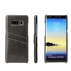 Wewoo Etui en Cuir Fierre Shann Retro Oil en Cuir PU pour Galaxy Note 8, avec emplacements pour cartes (Noir)