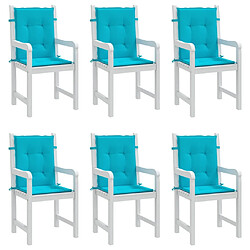 Avis vidaXL Coussins de chaise à dossier bas lot de 6 turquoise tissu